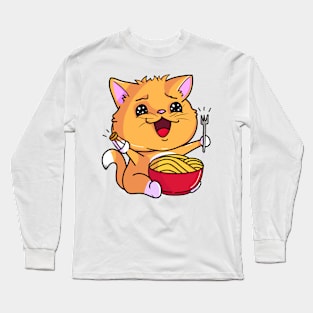 Cat with ramen and salt - Not Hamlet Design Long Sleeve T-Shirt